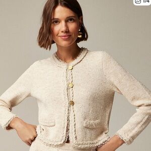 NWT J.Crew Size S Marled fringe-trim sweater lady jacket. Great gift!